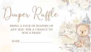 527 White Winter Bear Baby Shower Diaper Raffle: 527 White Winter Bear Baby Shower Invitation Set