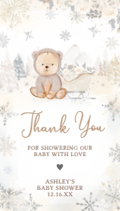527 White Winter Bear Baby Shower Favor Tag: 527 White Winter Bear Baby Shower Favor Tag