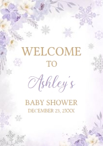 525 Purple Snowflakes Baby Shower Welcome Sign A1: 525 Purple Snowflakes Baby Shower Welcome Sign