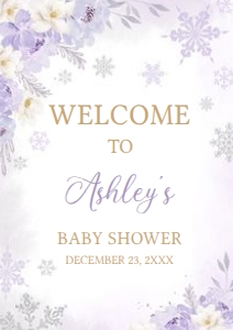 525 Purple Snowflakes Baby Shower Welcome Sign A3: 525 Purple Snowflakes Baby Shower Welcome Sign