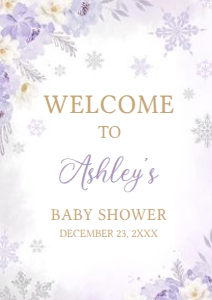 525 Purple Snowflakes Baby Shower Welcome Sign A4: 525 Purple Snowflakes Baby Shower Welcome Sign