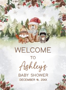 528 Winter Woodland Baby Shower Welcome Sign 11x15: 528 Winter Woodland Baby Shower Welcome Sign
