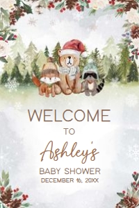 528 Winter Woodland Baby Shower Welcome Sign 24x36: 528 Winter Woodland Baby Shower Welcome Sign