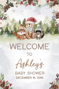 528 Winter Woodland Baby Shower Welcome Sign 20x30: 528 Winter Woodland Baby Shower Welcome Sign