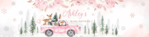 529 Pink Winter Woodland Truck Baby Shower Bottle Label: 529 Pink Winter Woodland Truck Baby Shower Mega Bundle