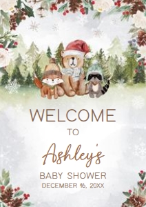 528 Winter Woodland Baby Shower Welcome Sign A3: 528 Winter Woodland Baby Shower Welcome Sign