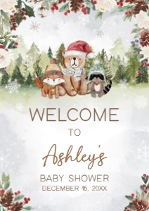 528 Winter Woodland Baby Shower Welcome Sign A2: 528 Winter Woodland Baby Shower Welcome Sign