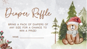 528 Winter Woodland Baby Shower Diaper Raffle: 528 Winter Woodland Baby Shower Invitation Set