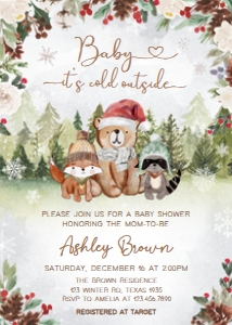 528 Winter Woodland Baby Shower Invitation: 528 Winter Woodland Baby Shower Invitation Set