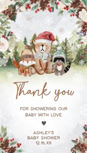 528 Winter Woodland Baby Shower Favor Tag with Line: 528 Winter Woodland Baby Shower Favor Tag