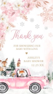 529 Pink Winter Woodland Truck Baby Shower Favor Tag: 529 Pink Winter Woodland Truck Baby Shower Mega Bundle