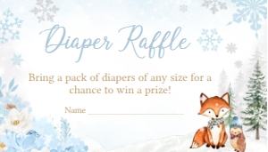 531 Blue Winter Woodland Truck Baby Shower Diaper Raffle: 531 Blue Winter Woodland Truck Baby Shower Invitation Set