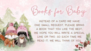 530 Pink Winter Woodland Baby Shower Books for Baby: 530 Pink Winter Woodland Baby Shower Invitation Set