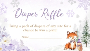 534 Purple Winter Woodland Truck Baby Shower Diaper Raffle: 534 Purple Winter Woodland Truck Baby Shower Invitation