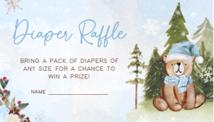 532 Blue Winter Woodland Baby Shower Diaper Raffle: 532 Blue Winter Woodland Baby Shower Invitation Set