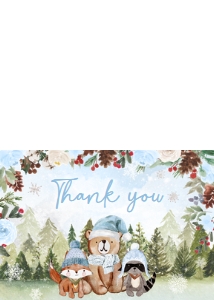 532 Blue Winter Woodland Baby Shower Thank You Card: 532 Blue Winter Woodland Baby Shower Invitation Set