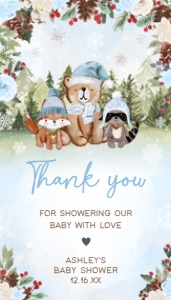 532 Blue Winter Woodland Baby Shower Favor Tag: 532 Blue Winter Woodland Baby Shower Favor Tag