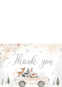 533 White Winter Woodland Truck Baby Shower Thank You Card: 533 White Winter Woodland Truck Baby Shower Invitation Set