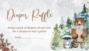 535 Winter Woodland Animals Baby Shower Diaper Raffle: 535 Winter Woodland Animals Baby Shower Invitation Set