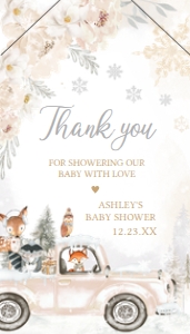 533 White Winter Woodland Truck Baby Shower Favor Tag with Line: 533 White Winter Woodland Truck Baby Shower Mega Bundle