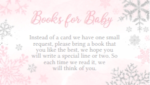 536 Pink Silver Little Snowflake Baby Shower Books for Baby: 536 Pink Silver Little Snowflake Baby Shower Invitation Set