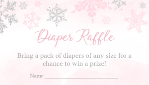 536 Pink Silver Little Snowflake Baby Shower Diaper Raffle: 536 Pink Silver Little Snowflake Baby Shower Invitation Set