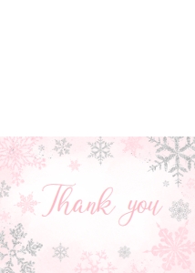 536 Pink Silver Little Snowflake Baby Shower Thank You Card: 536 Pink Silver Little Snowflake Baby Shower Invitation Set