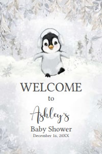 537 Penguin Baby Shower Welcome Sign 24x36: 537 Penguin Baby Shower Welcome Sign