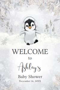 537 Penguin Baby Shower Welcome Sign 20x30: 537 Penguin Baby Shower Welcome Sign