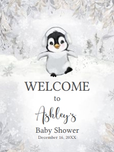 537 Penguin Baby Shower Welcome Sign 18x24: 537 Penguin Baby Shower Welcome Sign