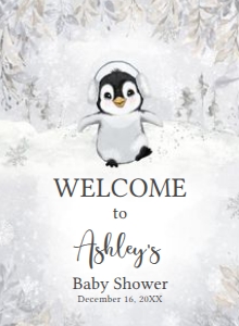 537 Penguin Baby Shower Welcome Sign 11x15: 537 Penguin Baby Shower Welcome Sign