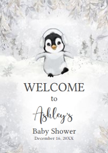 537 Penguin Baby Shower Welcome Sign A3: 537 Penguin Baby Shower Welcome Sign