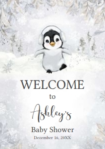 537 Penguin Baby Shower Welcome Sign A1: 537 Penguin Baby Shower Welcome Sign
