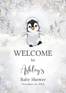 537 Penguin Baby Shower Welcome Sign A2: 537 Penguin Baby Shower Welcome Sign