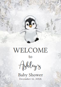 537 Penguin Baby Shower Welcome Sign A4: 537 Penguin Baby Shower Welcome Sign
