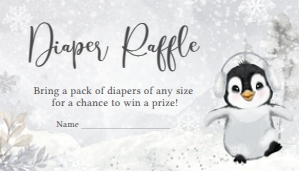 537 Penguin Baby Shower Diaper Raffle: 537 Penguin Baby Shower Invitation Set