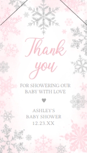 536 Pink Silver Little Snowflake Baby Shower Favor Tag with Line: 536 Pink Silver Little Snowflake Baby Shower Mega Bundle