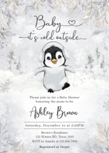 537 Penguin Baby Shower Invitation: 537 Penguin Baby Shower Invitation Set
