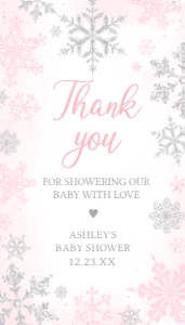 536 Pink Silver Little Snowflake Baby Shower Favor Tag: 536 Pink Silver Little Snowflake Baby Shower Mega Bundle