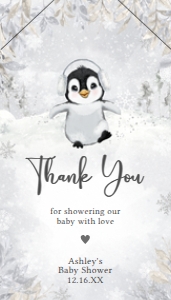 537 Penguin Baby Shower Favor Tag with Line: 537 Penguin Baby Shower Favor Tag