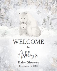 539 Polar Bear Baby Shower Welcome Sign 16x20: 539 Polar Bear Baby Shower Welcome Sign