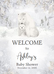 539 Polar Bear Baby Shower Welcome Sign 11x15: 539 Polar Bear Baby Shower Welcome Sign