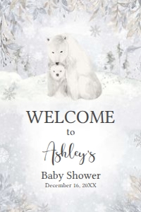 539 Polar Bear Baby Shower Welcome Sign 24x36: 539 Polar Bear Baby Shower Welcome Sign