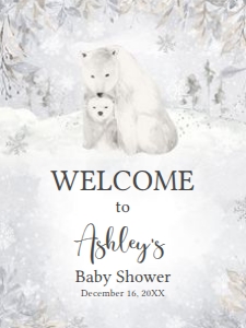 539 Polar Bear Baby Shower Welcome Sign 18x24: 539 Polar Bear Baby Shower Welcome Sign