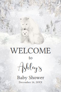 539 Polar Bear Baby Shower Welcome Sign 20x30: 539 Polar Bear Baby Shower Welcome Sign