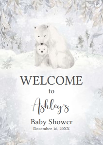 539 Polar Bear Baby Shower Welcome Sign A1: 539 Polar Bear Baby Shower Welcome Sign