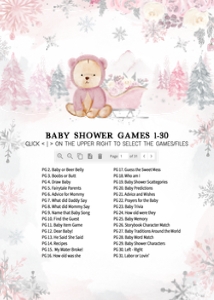 521 Pink Winter Bear Baby Shower Games Bundle 2: 521 Pink Winter Bear Baby Shower Mega Bundle