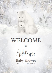539 Polar Bear Baby Shower Welcome Sign A2: 539 Polar Bear Baby Shower Welcome Sign