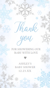 538 Blue Silver Little Snowflake Baby Shower Favor Tag: 538 Blue Silver Little Snowflake Baby Shower Favor Tag