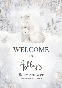 539 Polar Bear Baby Shower Welcome Sign A4: 539 Polar Bear Baby Shower Welcome Sign